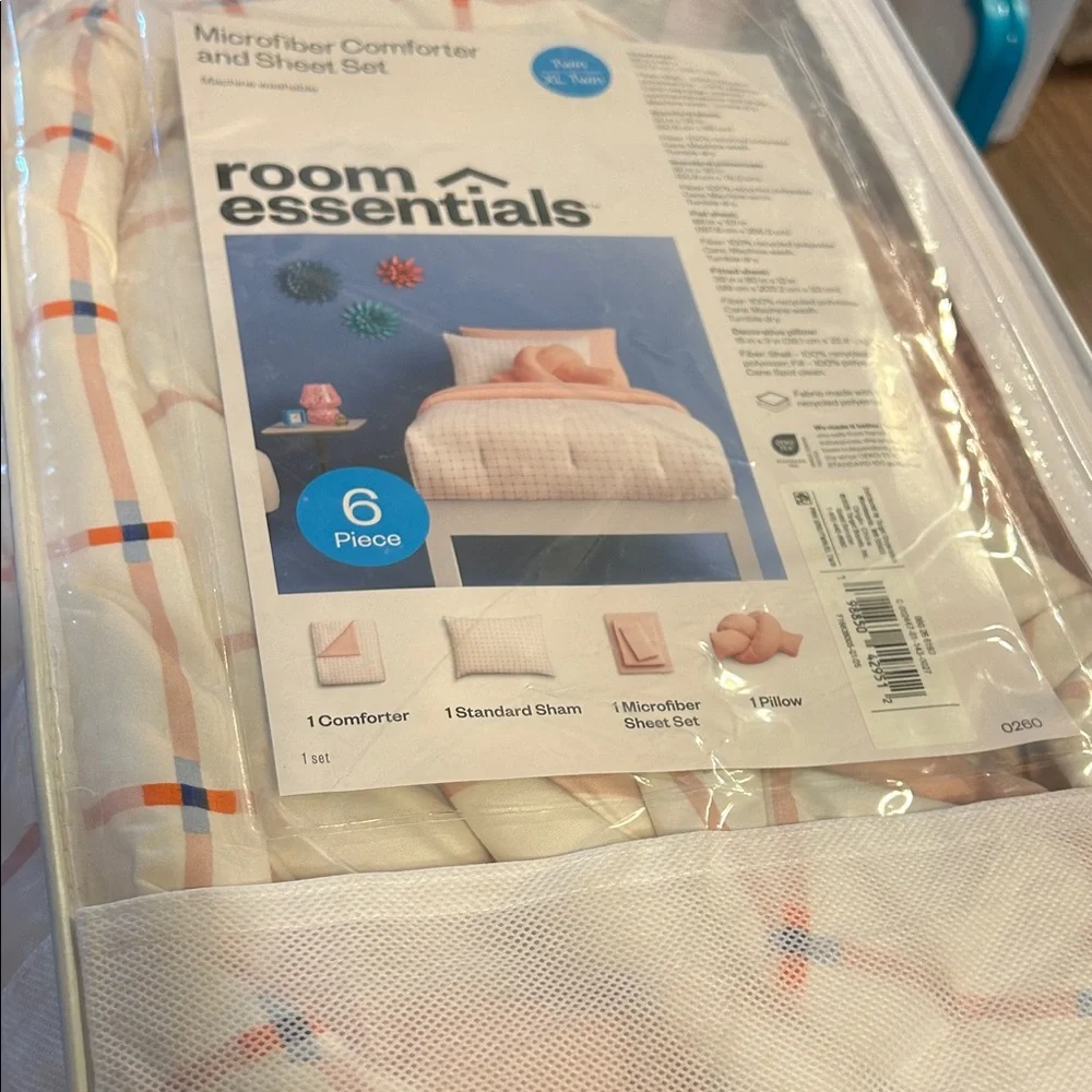 Room Essentials Plaid Microfiber Comforter Set - Cream and Orange